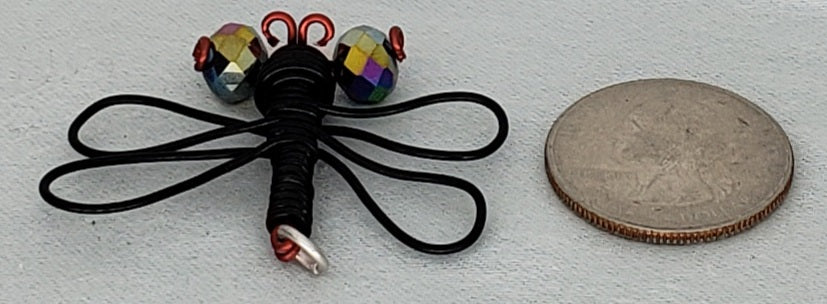Dragonfly Pendant - Black/Red