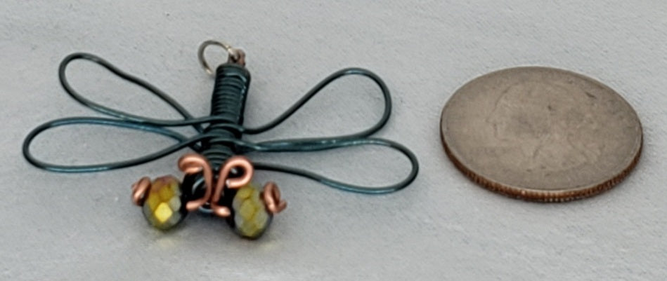 Dragonfly Pendant - Green/Copper