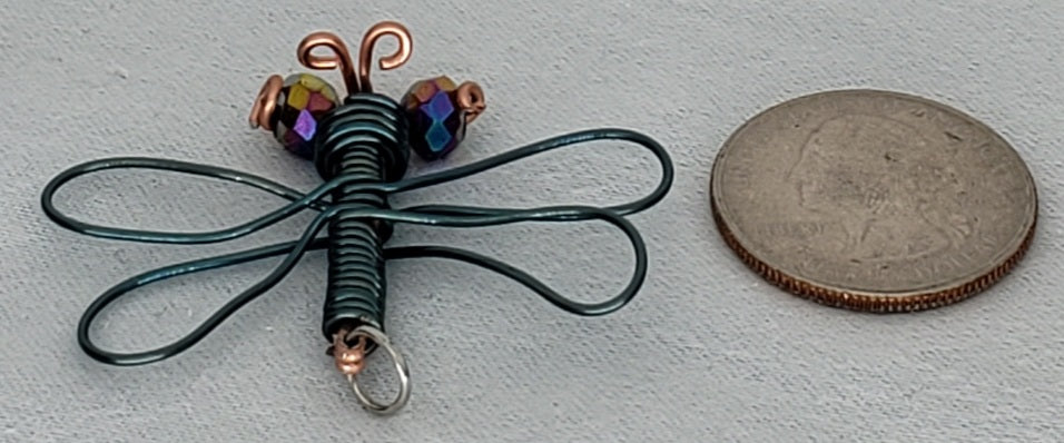 Dragonfly Pendant - Green/Copper