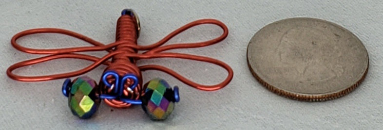 Dragonfly Pendant - Orange/Blue