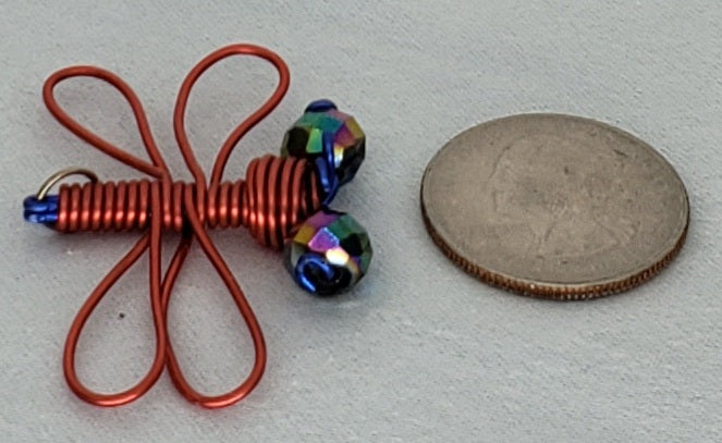 Dragonfly Pendant - Orange/Blue