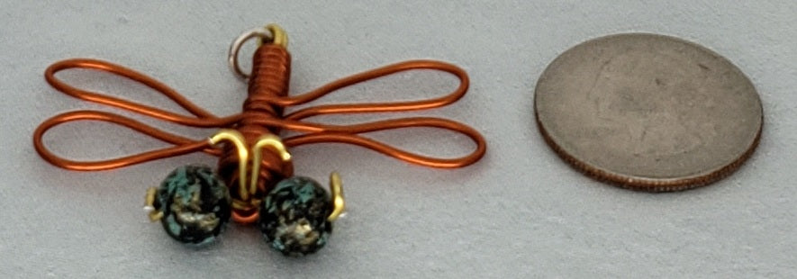 Dragonfly Pendant - Orange/Gold