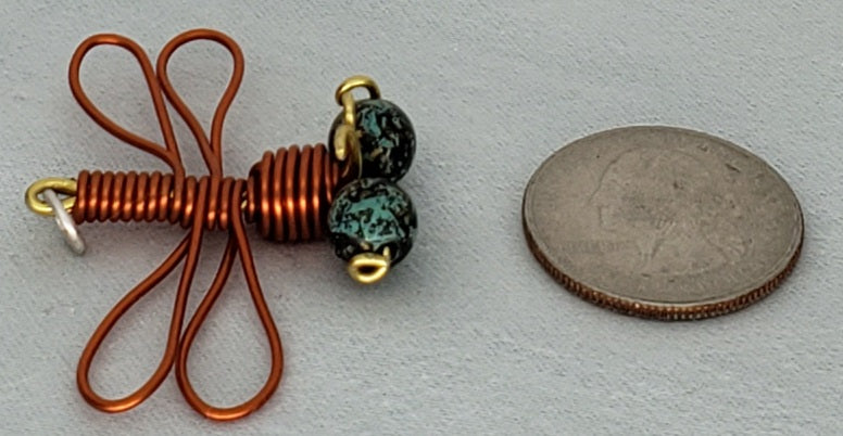 Dragonfly Pendant - Orange/Gold