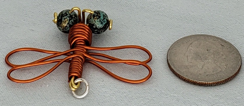 Dragonfly Pendant - Orange/Gold