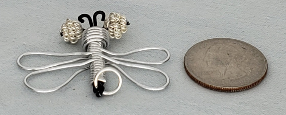 Dragonfly Pendant - Silver/Black