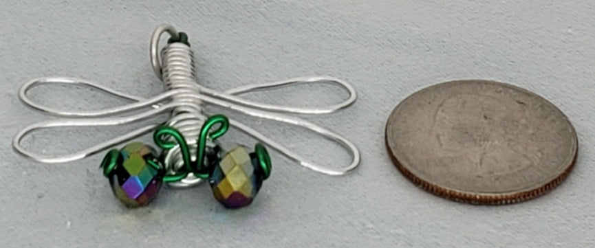 Dragonfly Pendant - Silver/Green