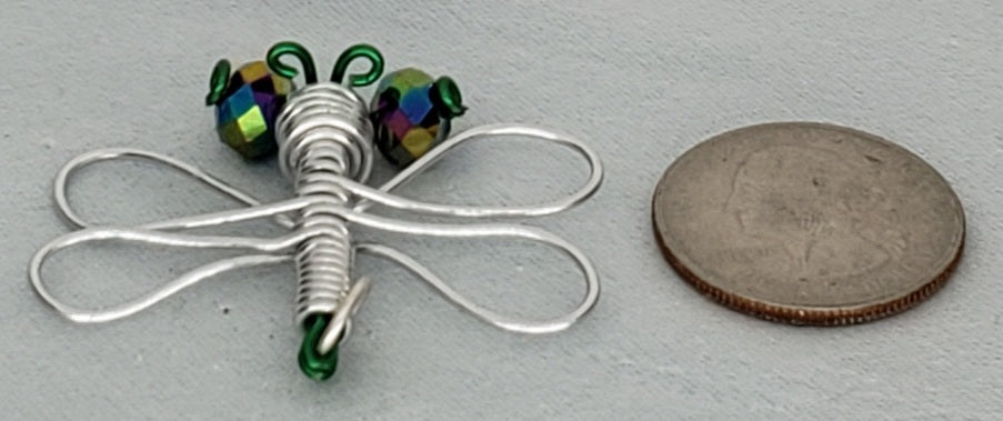 Dragonfly Pendant - Silver/Green