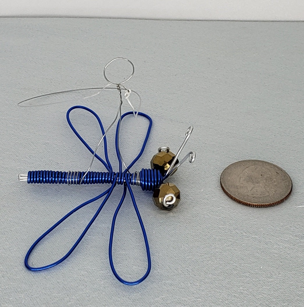 Dragonfly Ornament - Dark Blue/Silver