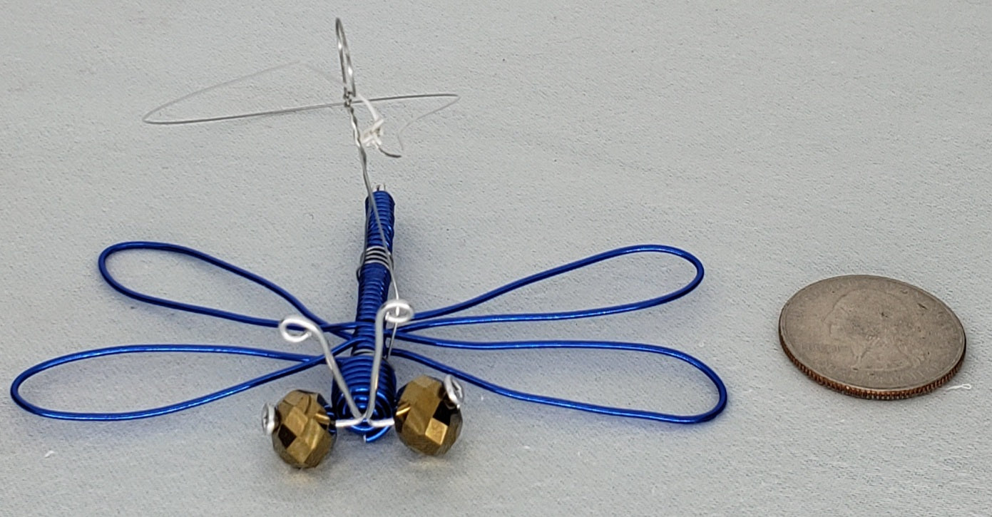 Dragonfly Ornament - Dark Blue/Silver
