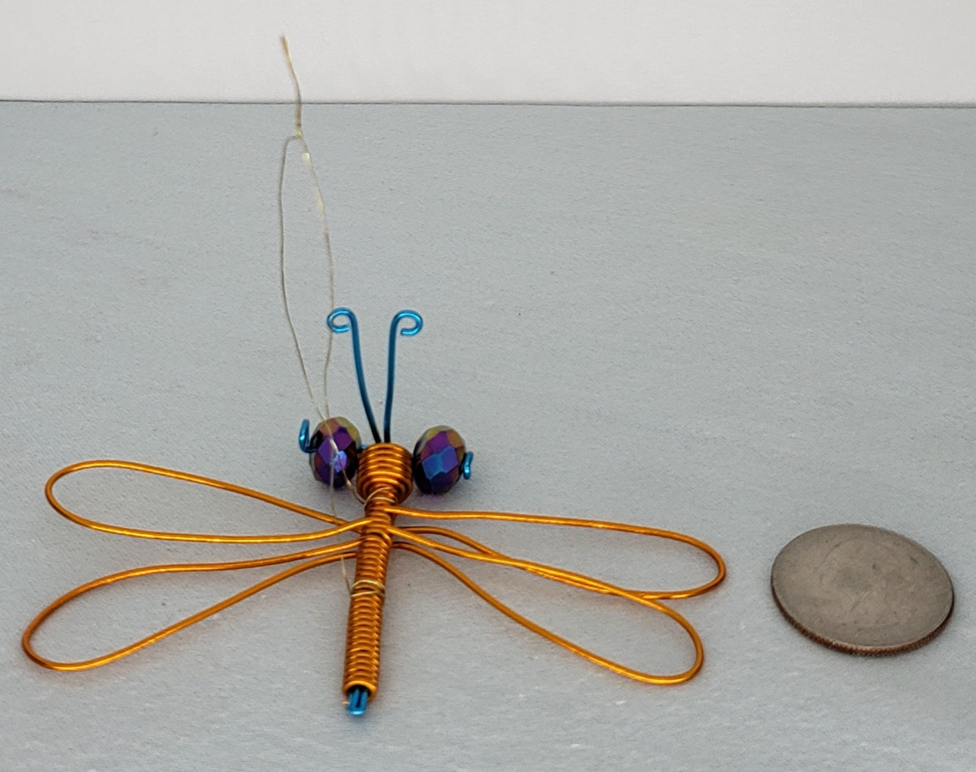 Dragonfly Ornament - Orange/Blue