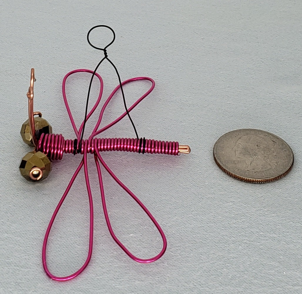 Dragonfly Ornament - Pink/Copper