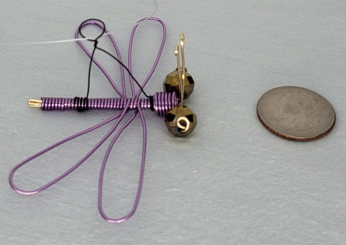 Dragonfly Ornament - Purple/Gold
