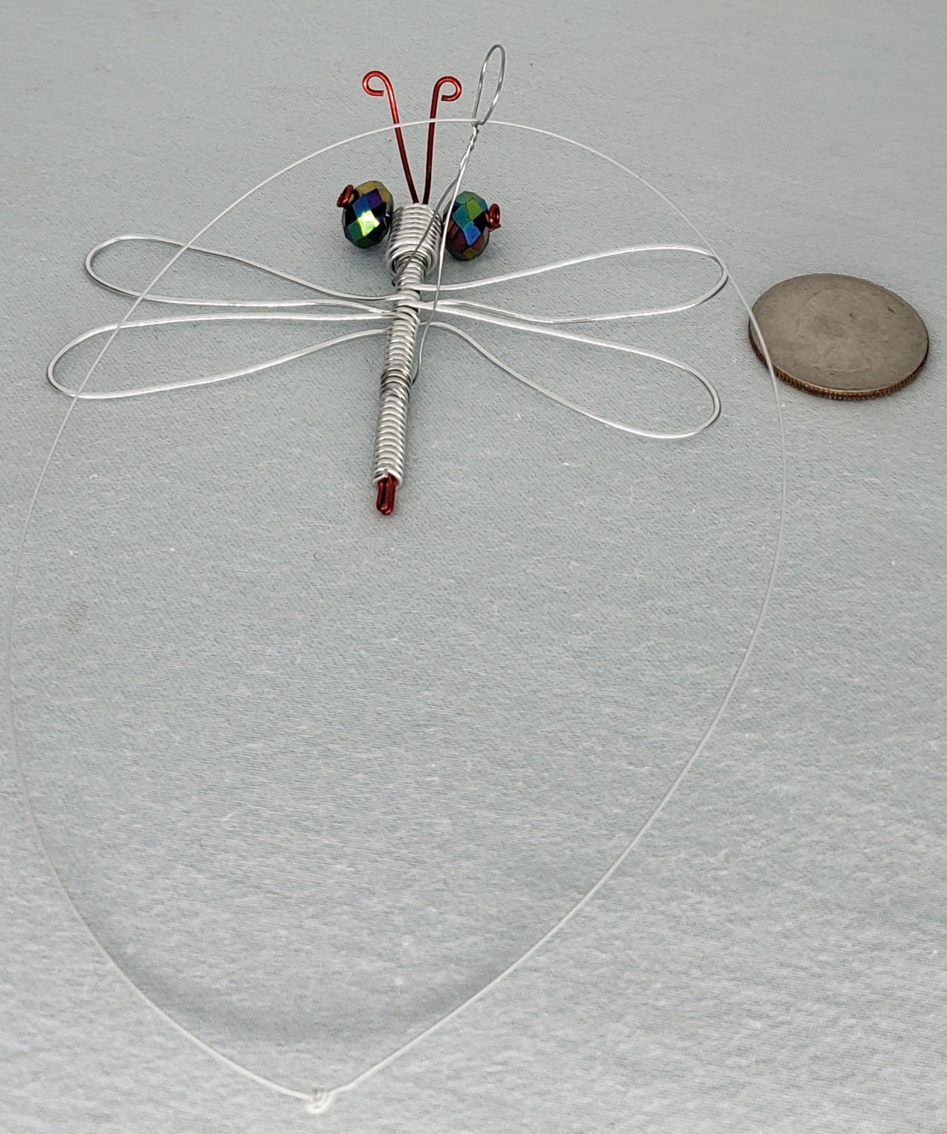 Dragonfly Ornament - Silver/Red
