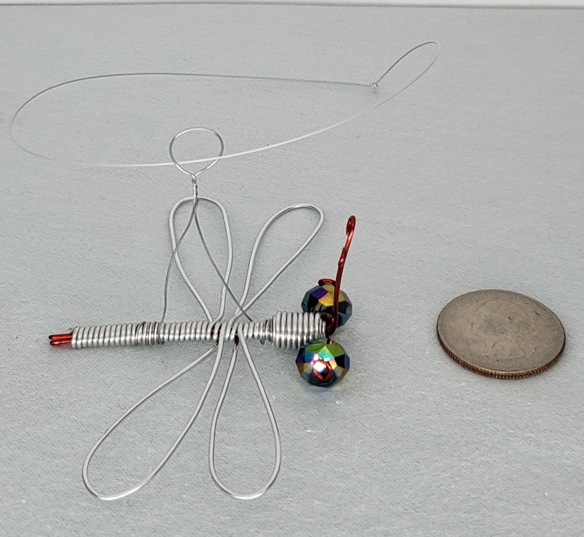 Dragonfly Ornament - Silver/Red