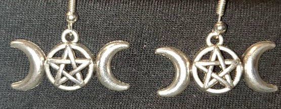 Earrings - Metal Pentacle and Triple Moon
