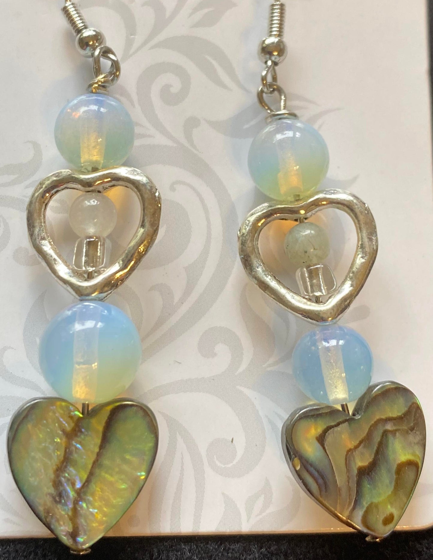 Earrings - Moonstone and Abalone Shell