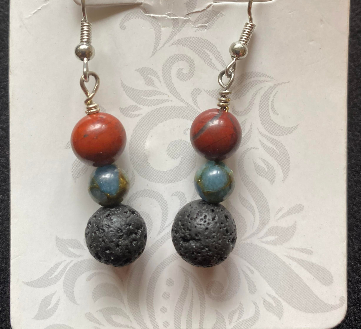 Earrings - Red Jasper, Impression Jasper and Lava Rock