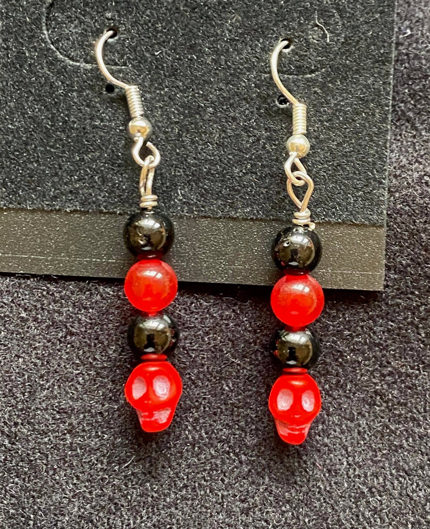 Small Red Resin Skull w/ Tourmaline & Carnelian