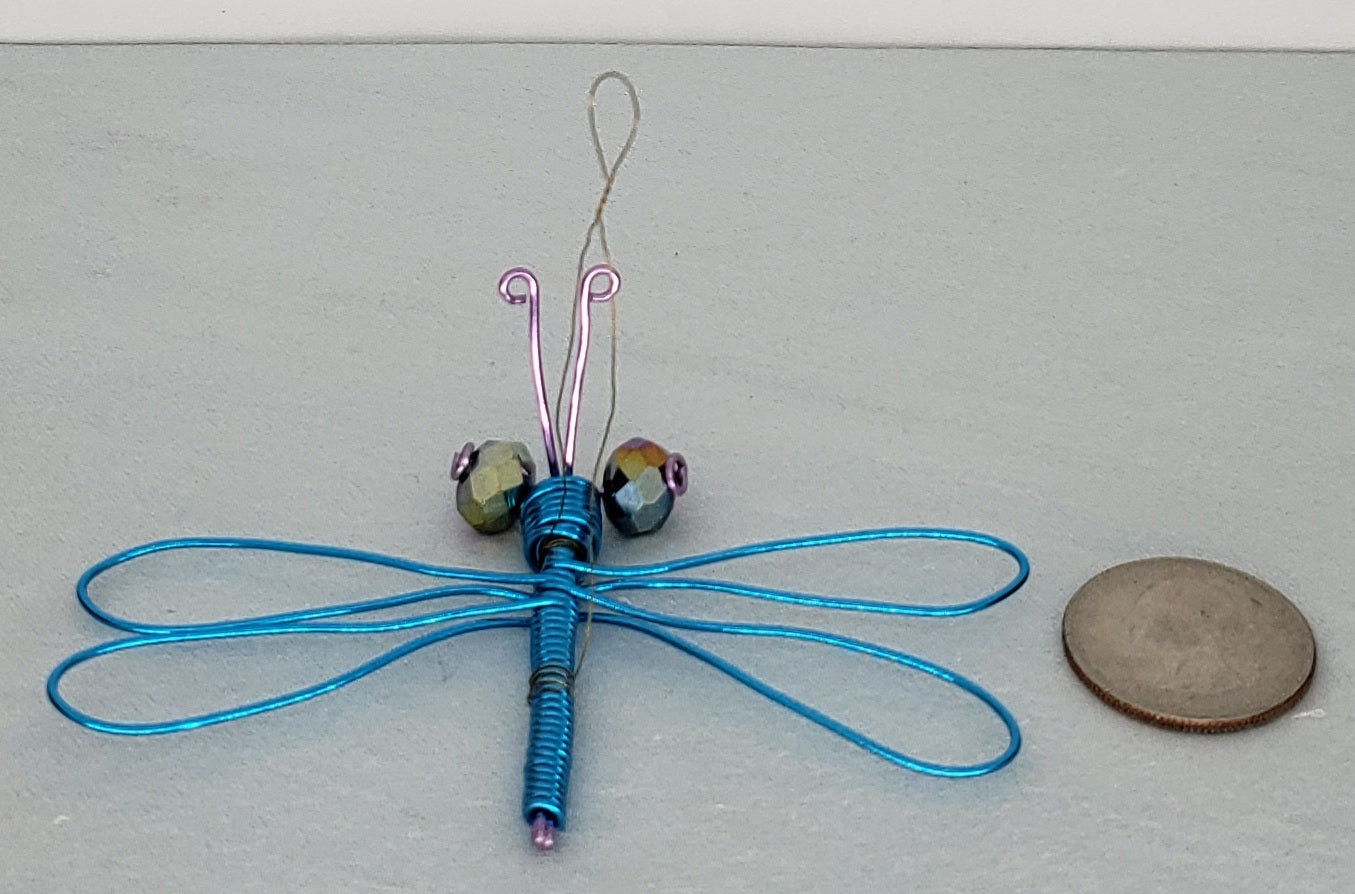 Dragonfly Ornament - Blue/Pink