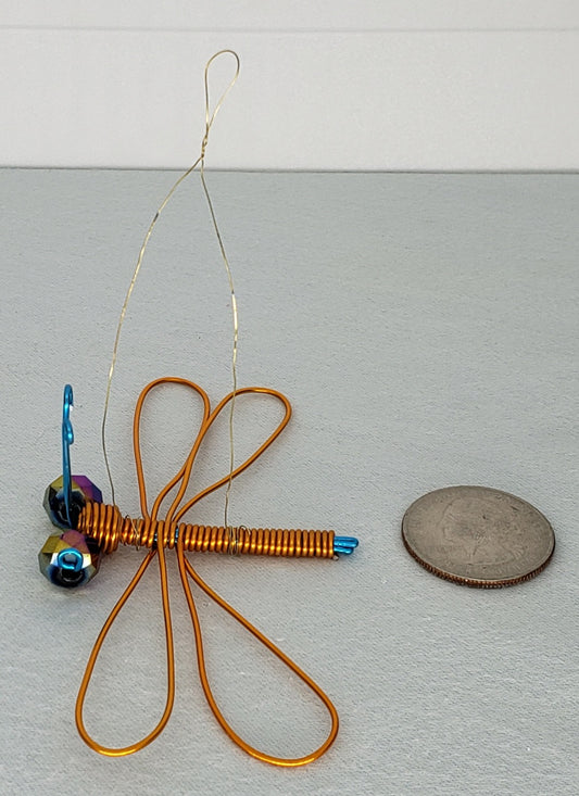 Dragonfly Ornament - Orange/Blue