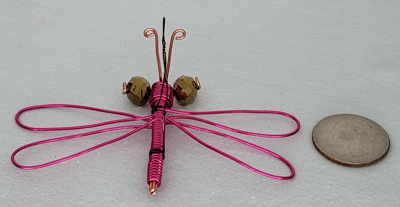 Dragonfly Ornament - Pink/Copper