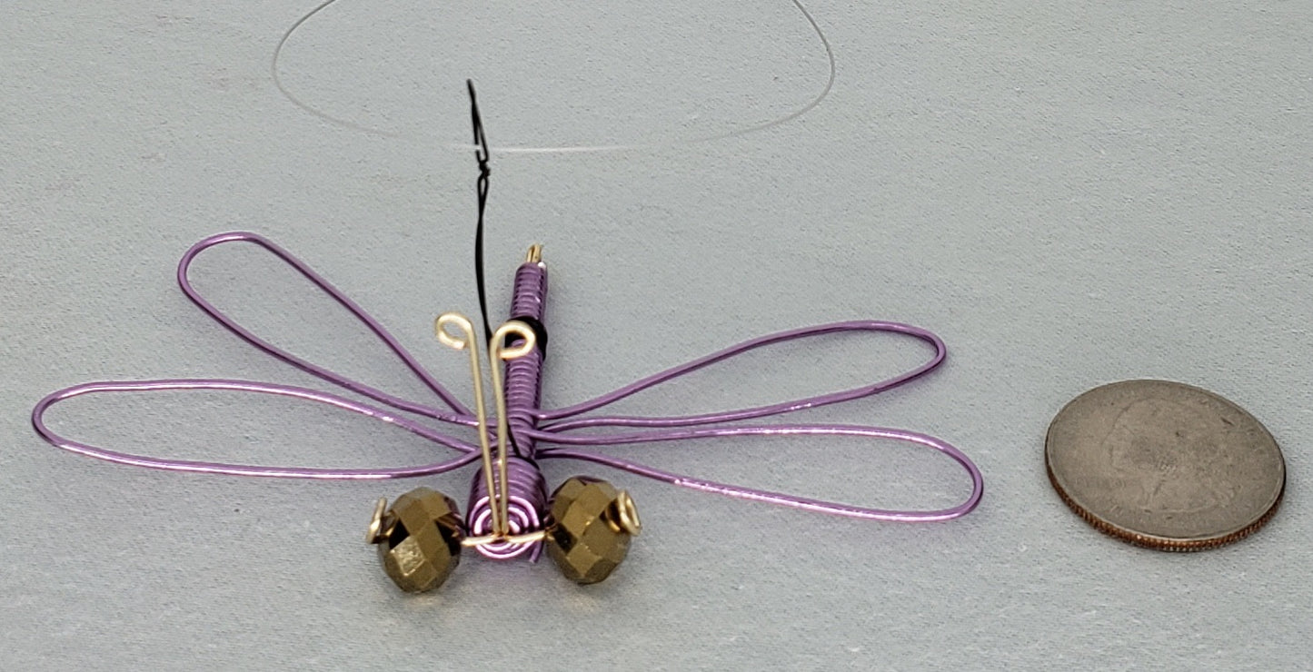 Dragonfly Ornament - Purple/Gold