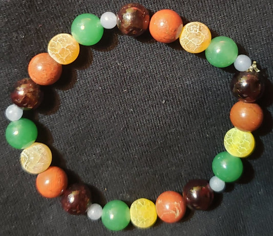 Bracelet- Garnet, Red Jasper, Yellow Crackle Agate, Green Jasper, Blue Jasper