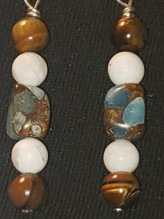 Earrings - Impression Jasper, Tiger Eye & Howlite