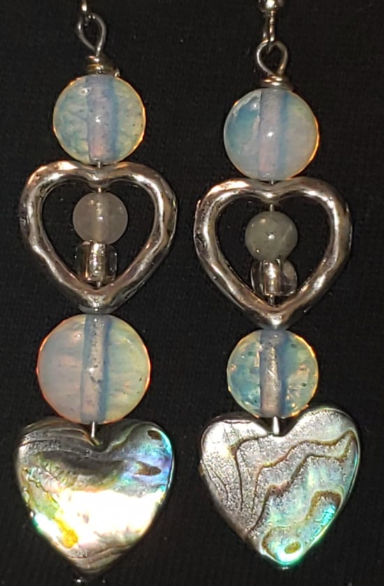 Earrings - Moonstone and Abalone Shell